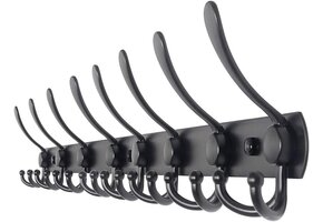 TOJ Wandkapstok 75cm Mat Zwart | 24 Haken | 30% Korting!