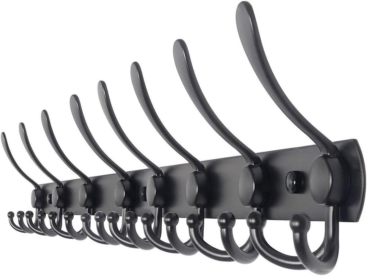 TOJ Wandkapstok 75cm Mat Zwart | 24 Haken | 30% Korting!