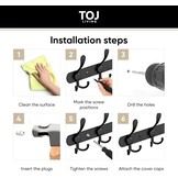 TOJ Wandkapstok 75cm Mat Zwart | 24 Haken | 30% Korting!