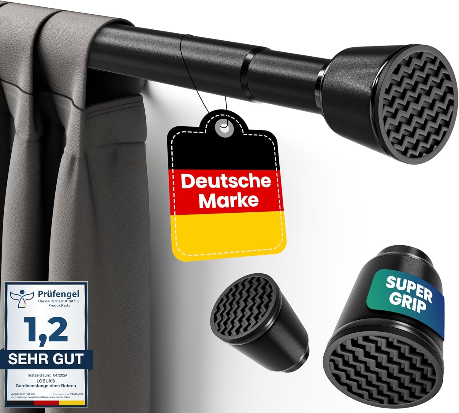 Gordijnroede Zwart 260-350cm - Boren Niet Nodig - 30% Korting!