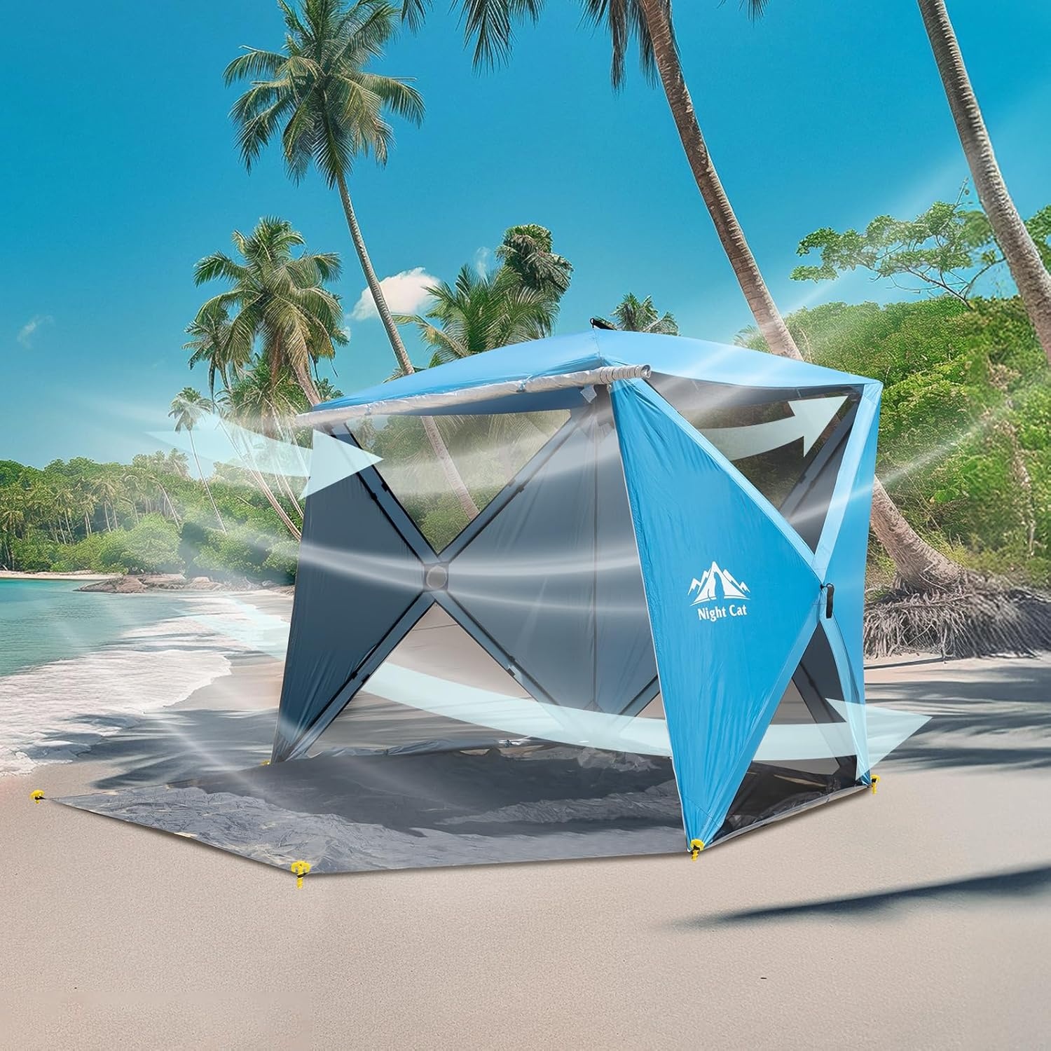 Night Cat Strandtent 4 Pers. - UPF50+ UV-Bescherming - 30% Korting!