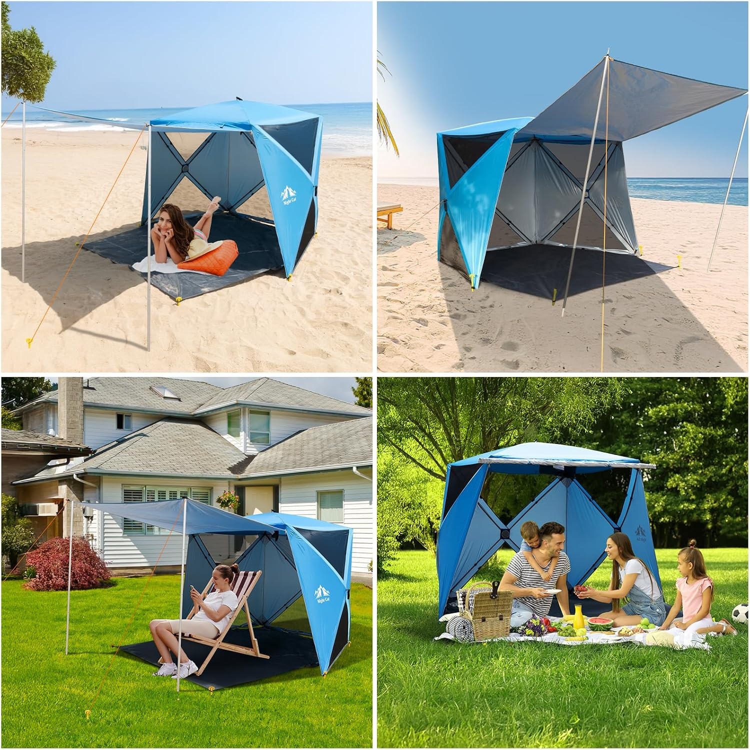 Night Cat Strandtent 4 Pers. - UPF50+ UV-Bescherming - 30% Korting!