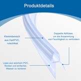 Curved Shower Seal 2 x 80 cm Replacement Seal for 4 mm / 5 mm / 6 mm Glass Thickness (Soft Edge Length 20 mm) Pre-Curved Shower Door Seal for Bath and Round Shower Quarter Circle Shower