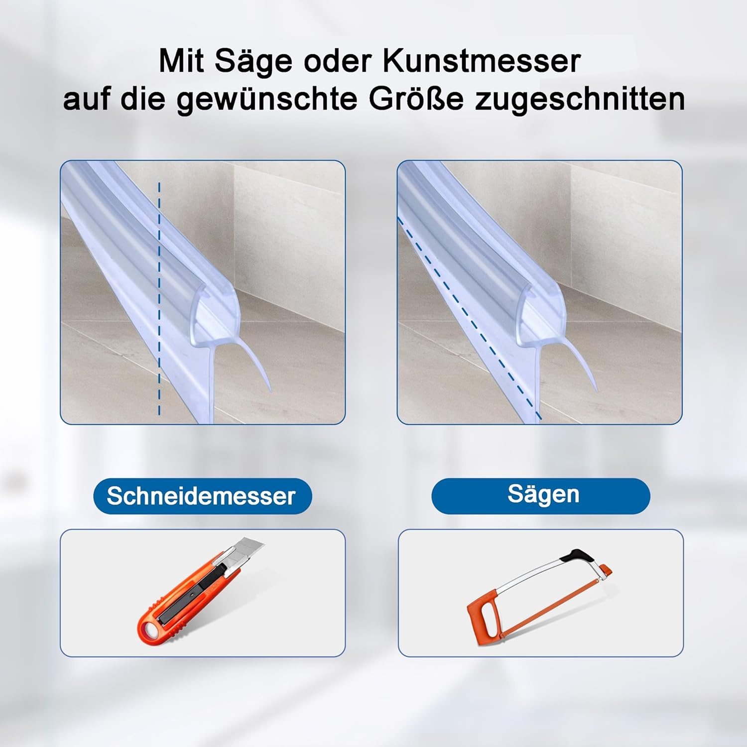 Curved Shower Seal 2 x 80 cm Replacement Seal for 4 mm / 5 mm / 6 mm Glass Thickness (Soft Edge Length 20 mm) Pre-Curved Shower Door Seal for Bath and Round Shower Quarter Circle Shower