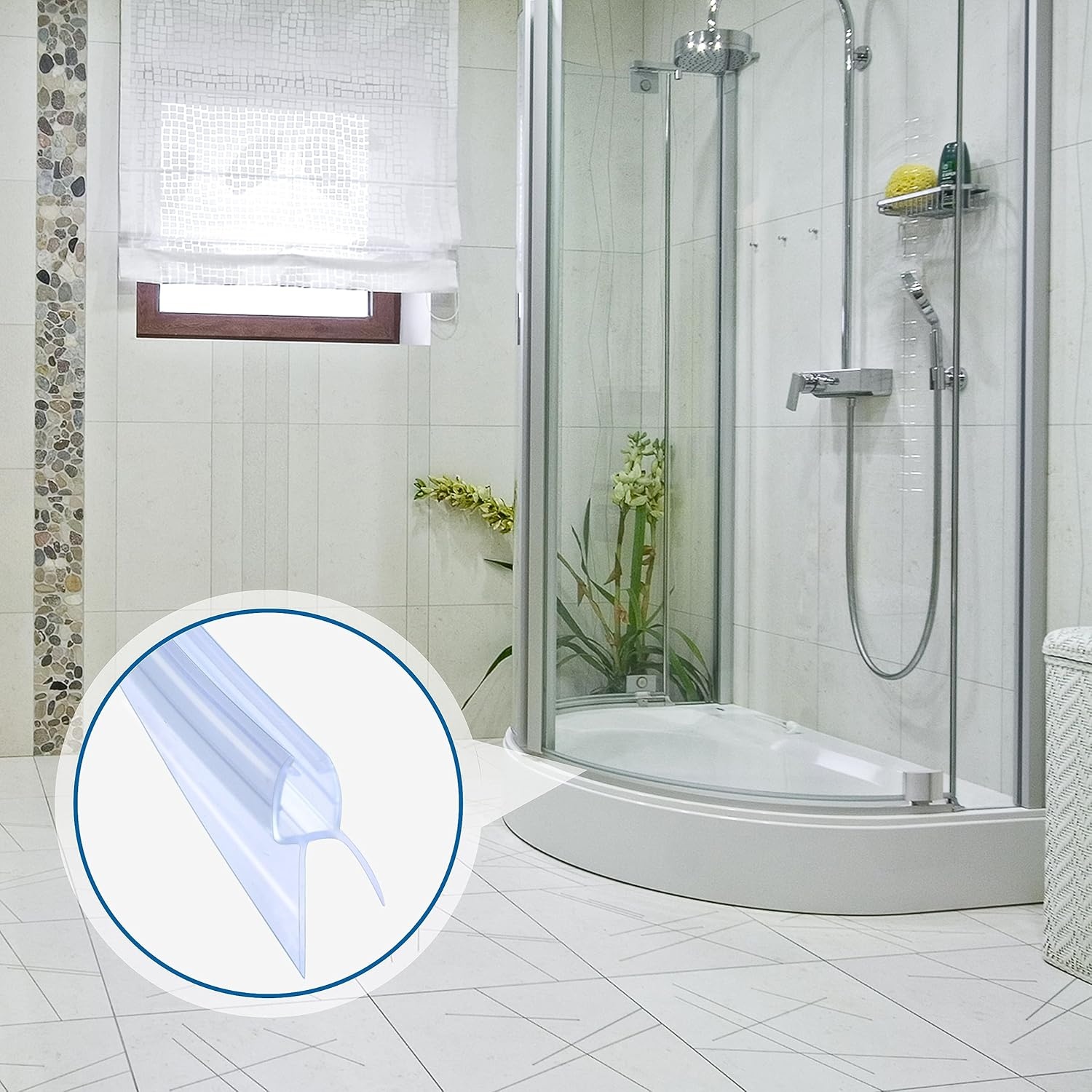 Curved Shower Seal 2 x 80 cm Replacement Seal for 4 mm / 5 mm / 6 mm Glass Thickness (Soft Edge Length 20 mm) Pre-Curved Shower Door Seal for Bath and Round Shower Quarter Circle Shower