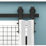 TSMST Klapdeur schuifdeursysteem, 100 cm, complete set, ruimtebesparende schuurdeur, spoorset voor 2 deuren, glad en rustig (zonder deur)