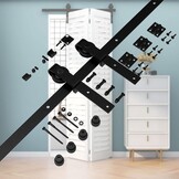 TSMST Klapdeur schuifdeursysteem, 100 cm, complete set, ruimtebesparende schuurdeur, spoorset voor 2 deuren, glad en rustig (zonder deur)