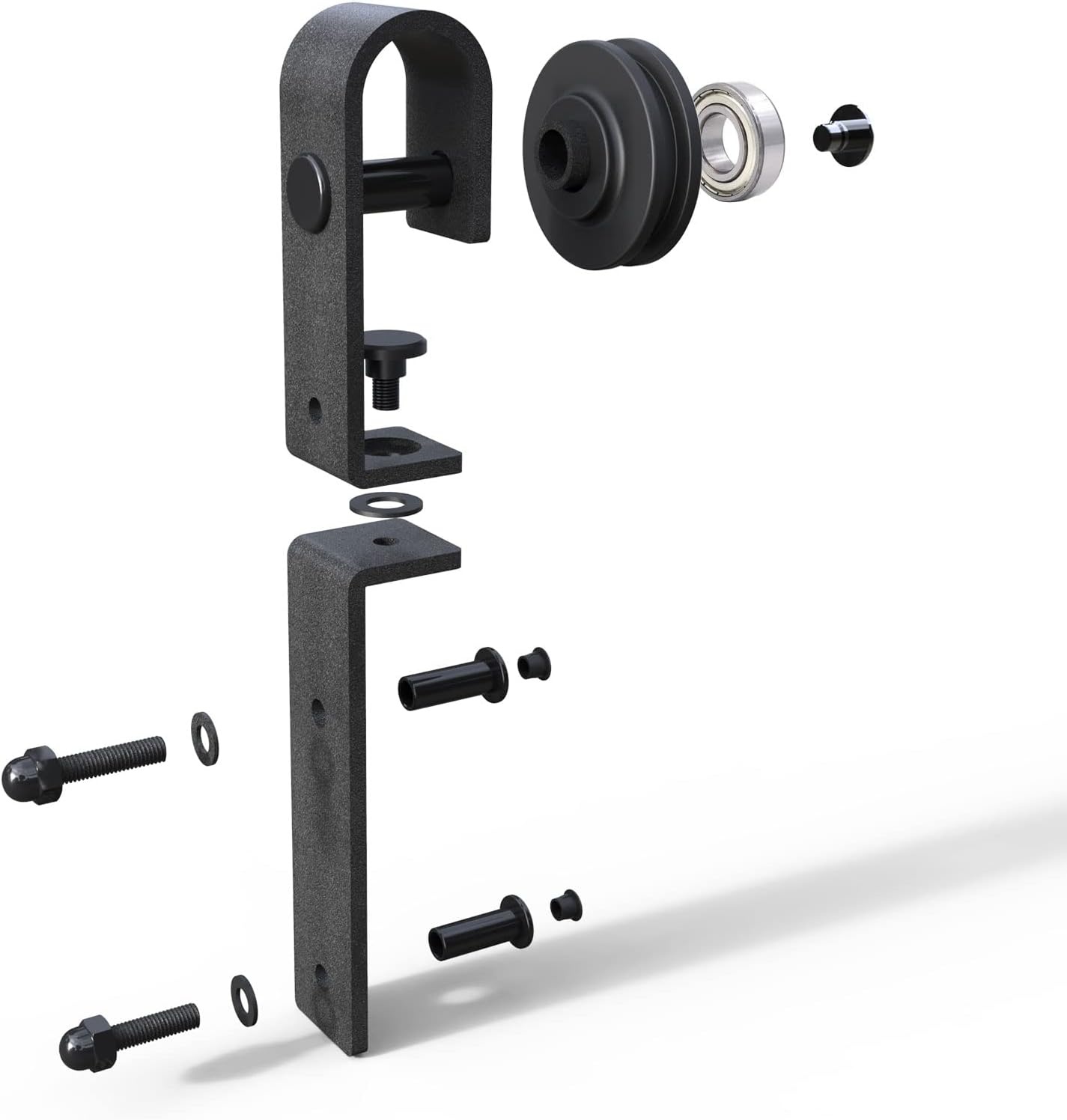 TSMST Klapdeur schuifdeursysteem, 100 cm, complete set, ruimtebesparende schuurdeur, spoorset voor 2 deuren, glad en rustig (zonder deur)