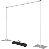 EMART Robuust achtergrondstatief, 2,5 x 3 m, verstelbaar buis- en drapeerachtergrondstatief met 4,2 kg platte metalen voet, fotoachtergrondstatief voor feestjes, bruiloften, videostudio's,