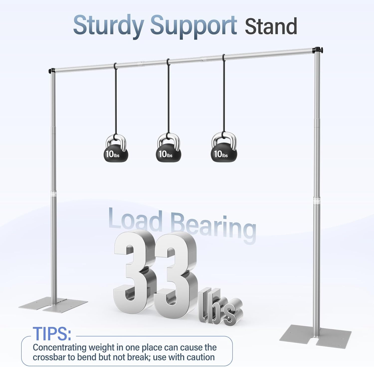 EMART Robuust achtergrondstatief, 2,5 x 3 m, verstelbaar buis- en drapeerachtergrondstatief met 4,2 kg platte metalen voet, fotoachtergrondstatief voor feestjes, bruiloften, videostudio's,