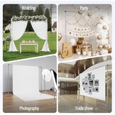 EMART Robuust achtergrondstatief, 2,5 x 3 m, verstelbaar buis- en drapeerachtergrondstatief met 4,2 kg platte metalen voet, fotoachtergrondstatief voor feestjes, bruiloften, videostudio's,