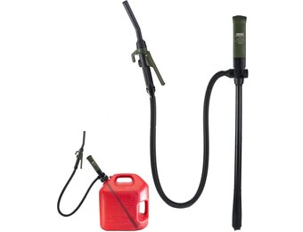 Brandstof overvulpomp elektrische jerrycan pomp vloeistoftransferpomp met slang & doorstroomcontrolemondstuk, 2,6 GPM voor benzine, diesel, kerosine