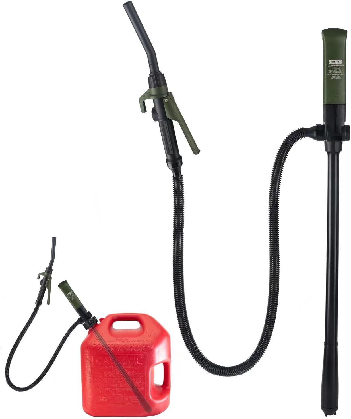 Brandstof overvulpomp elektrische jerrycan pomp vloeistoftransferpomp met slang & doorstroomcontrolemondstuk, 2,6 GPM voor benzine, diesel, kerosine