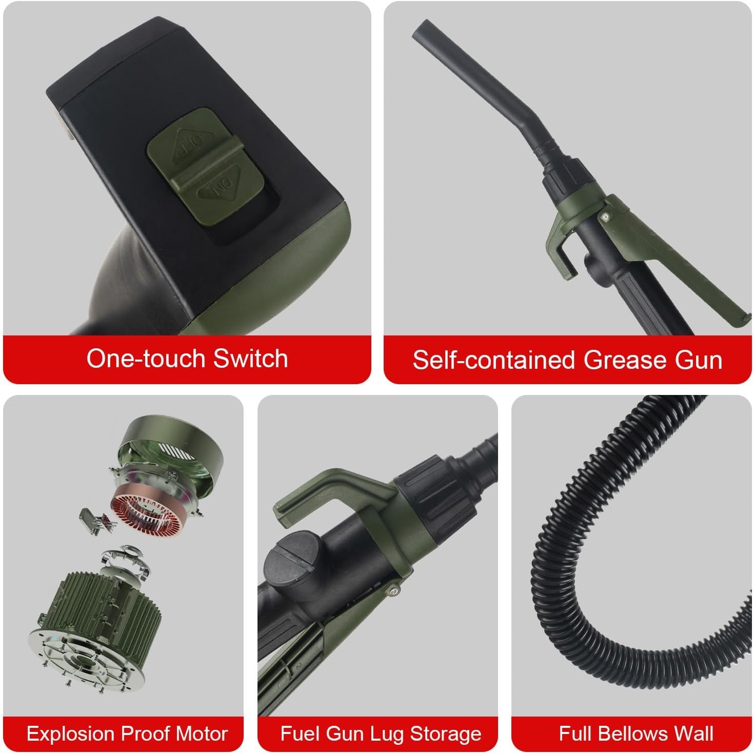 Brandstof overvulpomp elektrische jerrycan pomp vloeistoftransferpomp met slang & doorstroomcontrolemondstuk, 2,6 GPM voor benzine, diesel, kerosine