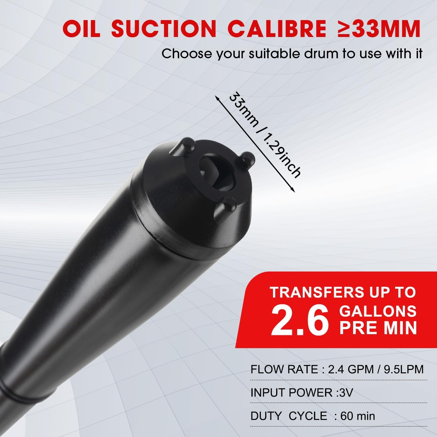 Brandstof overvulpomp elektrische jerrycan pomp vloeistoftransferpomp met slang & doorstroomcontrolemondstuk, 2,6 GPM voor benzine, diesel, kerosine