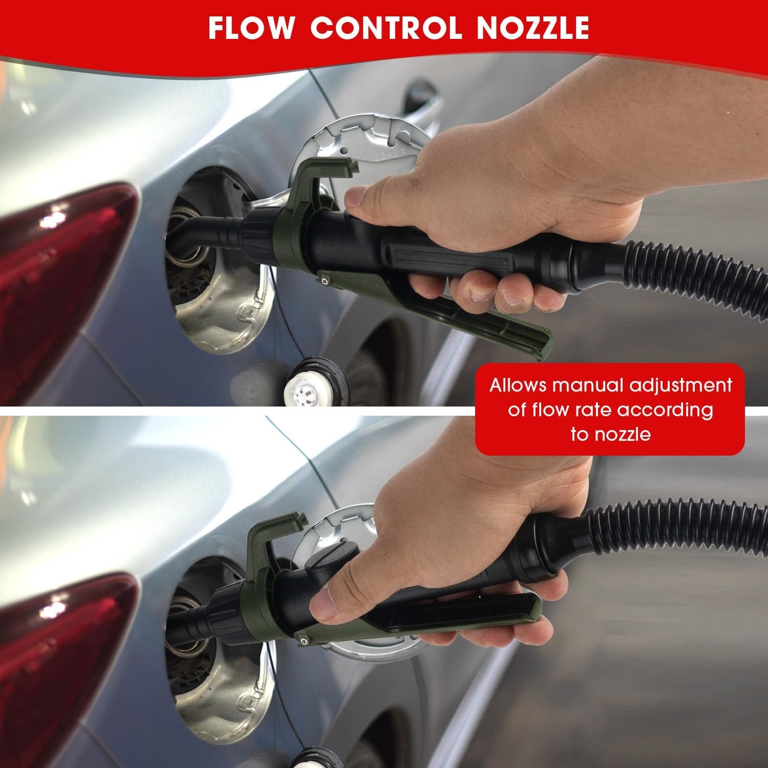 Brandstof overvulpomp elektrische jerrycan pomp vloeistoftransferpomp met slang & doorstroomcontrolemondstuk, 2,6 GPM voor benzine, diesel, kerosine