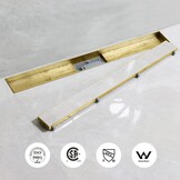 SaniteModar Doucheafvoer Gouden 90 cm, 2-in-1 Paneel Douchegoot met Sifon, Deodorant en Haarfilter, Doucheafvoer van Roestvrij Staal