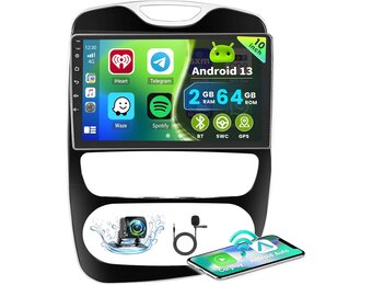 2GB+64GB Android 13 Autoradio für Renault S.A CLIO 2013-2018 Radio Wireless Apple CarPlay Android Auto Bluetooth 10.1" Bildschrim Auto Radio mit Navi Rückfahrkamera