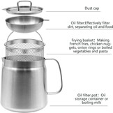 2L Strainer Pot Fryer, 304 Stainless Steel Oil Filter Pot with Strainer & Deep Fryer Basket for Kitchen, Multi-function Frying Net Tank Grease Container