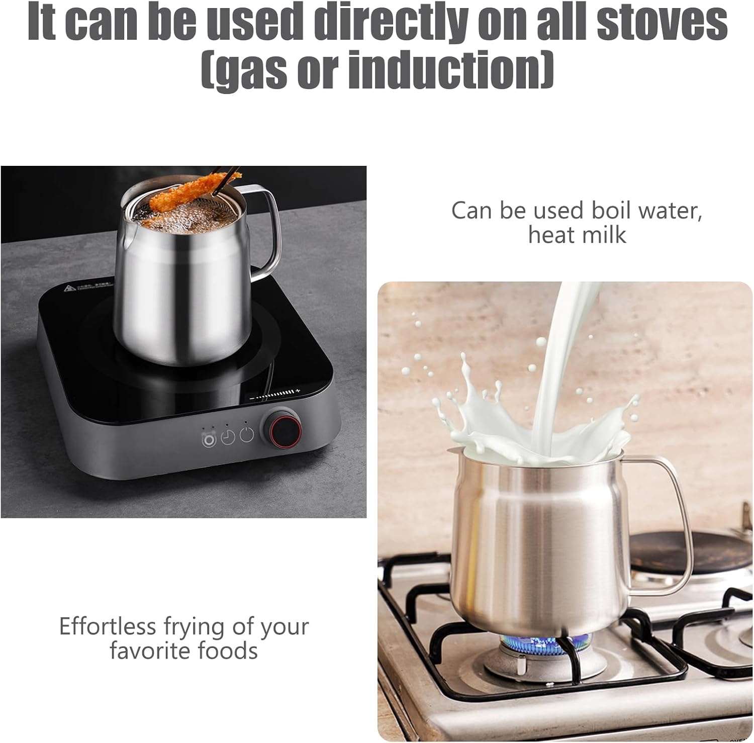 2L Strainer Pot Fryer, 304 Stainless Steel Oil Filter Pot with Strainer & Deep Fryer Basket for Kitchen, Multi-function Frying Net Tank Grease Container