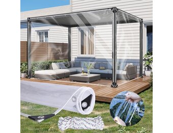 Transparant dekzeil, doorzichtig dekzeil 3×4M waterdicht zwaar belastbaar 420 g/m² doorzichtig zeil, 0,39MM doorzichtige paviljoen zijpanelen, pergola buitengordijn regenhoes scheurbestendig perspex