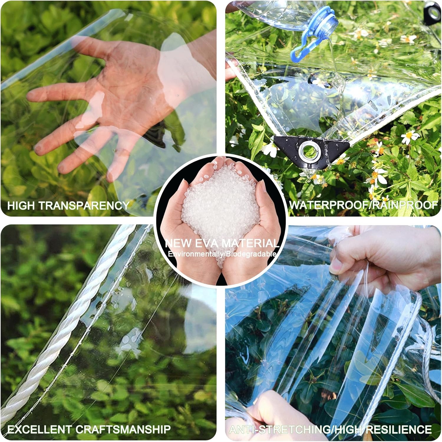 Transparant dekzeil, doorzichtig dekzeil 3×4M waterdicht zwaar belastbaar 420 g/m² doorzichtig zeil, 0,39MM doorzichtige paviljoen zijpanelen, pergola buitengordijn regenhoes scheurbestendig perspex