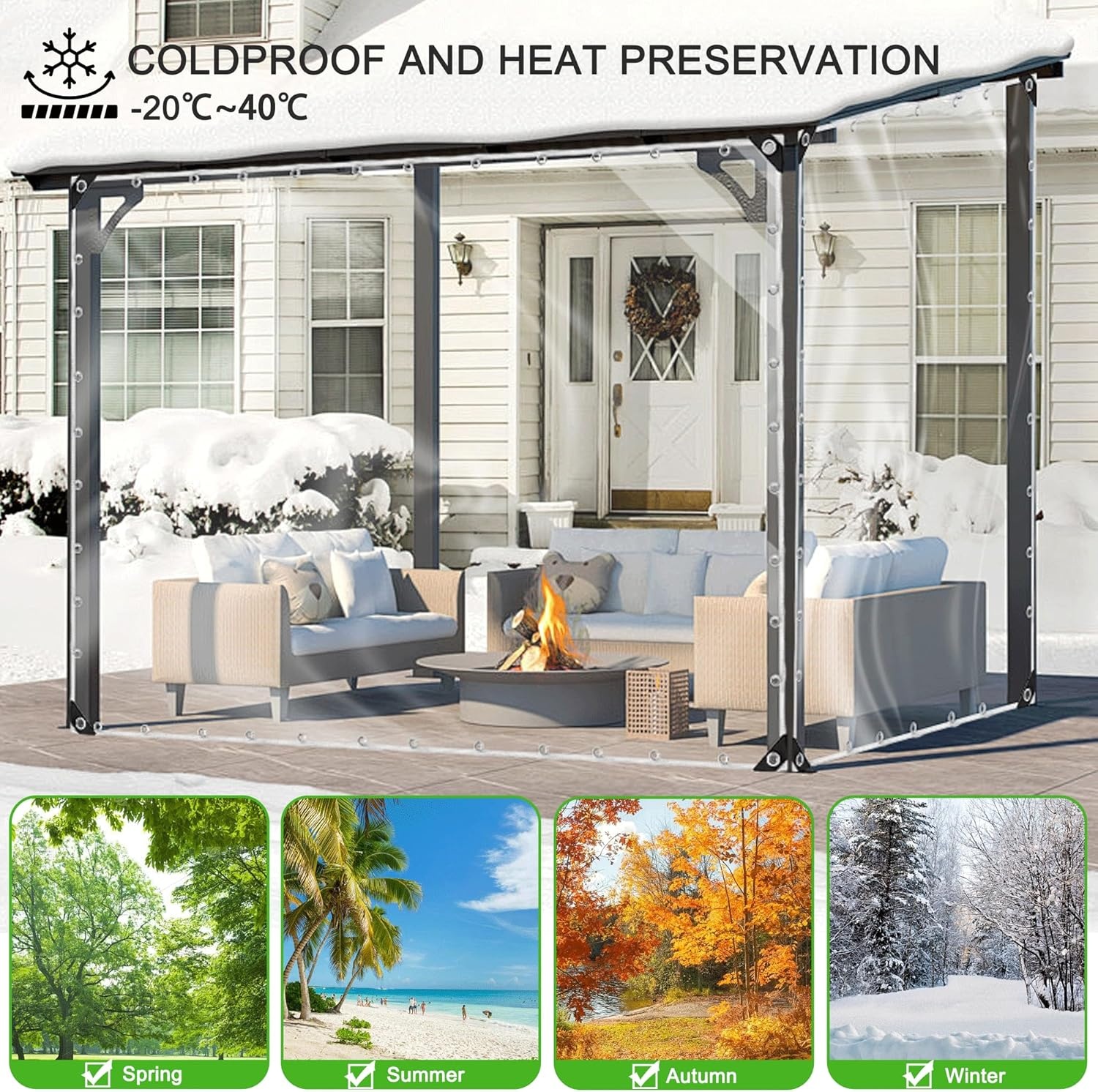 Transparant dekzeil, doorzichtig dekzeil 3×4M waterdicht zwaar belastbaar 420 g/m² doorzichtig zeil, 0,39MM doorzichtige paviljoen zijpanelen, pergola buitengordijn regenhoes scheurbestendig perspex