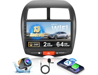 Hikity [2+64GB] Android 13 autoradio, draadloze Carplay Android auto, voor Mitsubishi ASX 1/Citroen C4/Peugeot 4008 radio, beeldscherm 10,1 inch, Bluetooth, Mirror Link, GPS WiFi FM SWC USB EQ