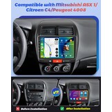 Hikity [2+64GB] Android 13 autoradio, draadloze Carplay Android auto, voor Mitsubishi ASX 1/Citroen C4/Peugeot 4008 radio, beeldscherm 10,1 inch, Bluetooth, Mirror Link, GPS WiFi FM SWC USB EQ