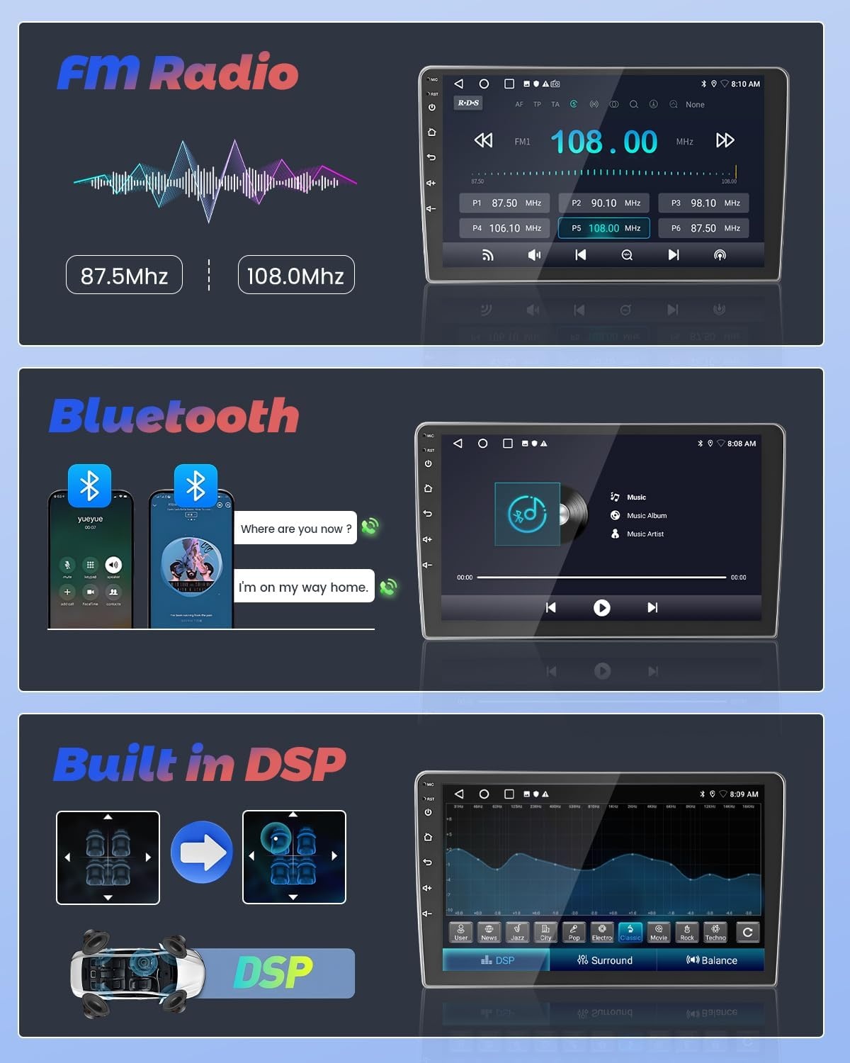 Hikity [2+64GB] Android 13 autoradio, draadloze Carplay Android auto, voor Mitsubishi ASX 1/Citroen C4/Peugeot 4008 radio, beeldscherm 10,1 inch, Bluetooth, Mirror Link, GPS WiFi FM SWC USB EQ