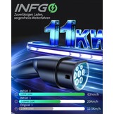 Mobiele Wallbox 11 kW [3-fasig, 8,1 m, 6-16 A], EV oplader met instelbaar laadvermogen en timerfunctie, type 2 oplaadkabel CEE-stekker voor model Y/3, ID.3, i4, EQB, e-tron enz., zwart