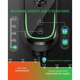 Mobiele Wallbox 11 kW [3-fasig, 8,1 m, 6-16 A], EV oplader met instelbaar laadvermogen en timerfunctie, type 2 oplaadkabel CEE-stekker voor model Y/3, ID.3, i4, EQB, e-tron enz., zwart