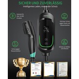 Mobiele Wallbox 11 kW [3-fasig, 8,1 m, 6-16 A], EV oplader met instelbaar laadvermogen en timerfunctie, type 2 oplaadkabel CEE-stekker voor model Y/3, ID.3, i4, EQB, e-tron enz., zwart