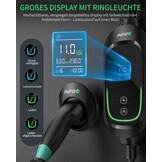 Mobiele Wallbox 11 kW [3-fasig, 8,1 m, 6-16 A], EV oplader met instelbaar laadvermogen en timerfunctie, type 2 oplaadkabel CEE-stekker voor model Y/3, ID.3, i4, EQB, e-tron enz., zwart