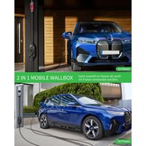 Mobiele Wallbox 11 kW [3-fasig, 8,1 m, 6-16 A], EV oplader met instelbaar laadvermogen en timerfunctie, type 2 oplaadkabel CEE-stekker voor model Y/3, ID.3, i4, EQB, e-tron enz., zwart