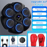 Music Boxing Machine, Electronic LED Boxing Machine, 9 Functions and 18 Speeds and Counting Mode, Bluetooth Wall Mounted Boxing Goal with Boxing Gloves for Adults and Children