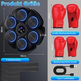 Music Boxing Machine, Electronic LED Boxing Machine, 9 Functions and 18 Speeds and Counting Mode, Bluetooth Wall Mounted Boxing Goal with Boxing Gloves for Adults and Children