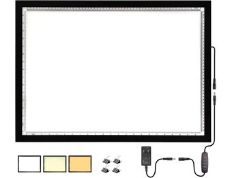 WELZK 10000+ LUX High Bright Light Pad A2, 3 kleuren licht bord met UL-adapter. 10 niveaus/traploos dimmen voor diamant schilderen, traceren, tekenen, schetsen enz