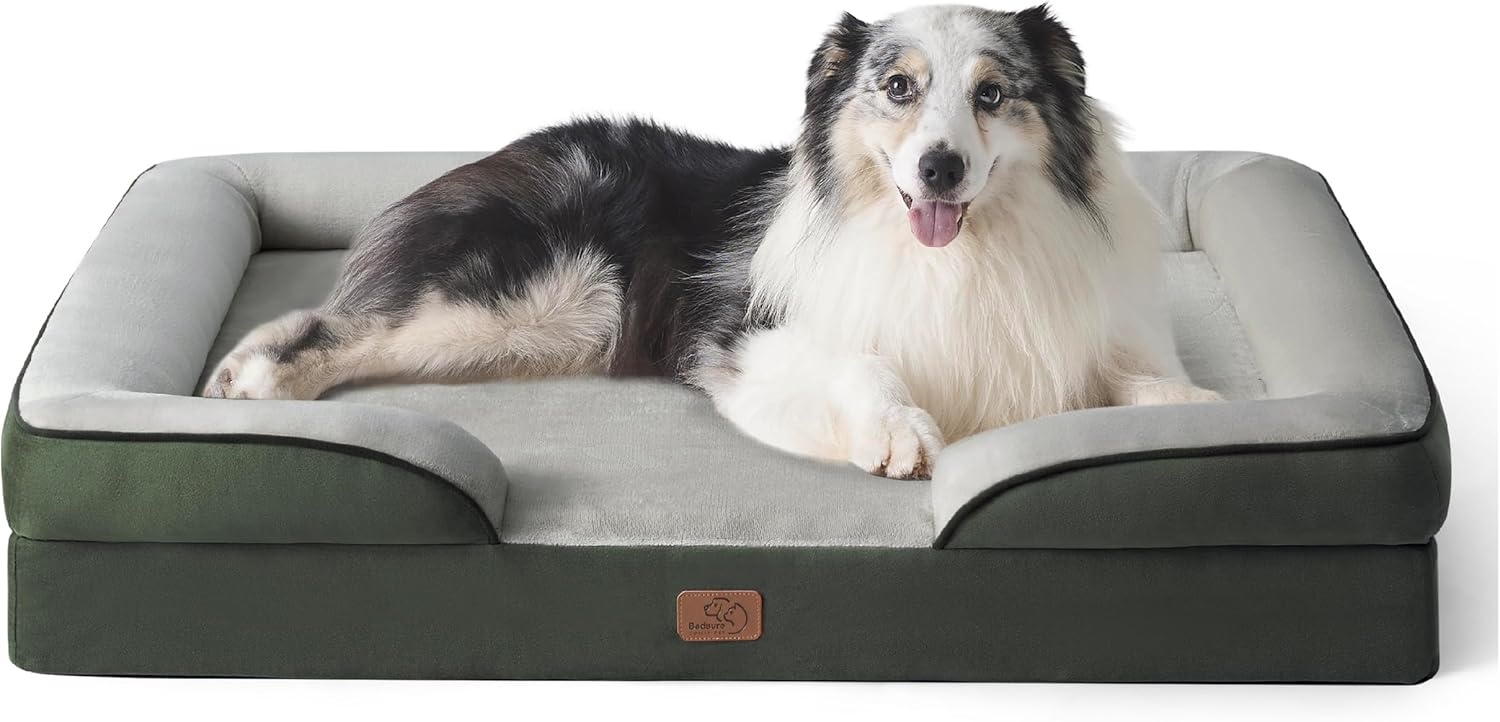Bedsure Orthopedisch Hondenbed Ergonomische Hondenbank - 89x63 Cm Hondenbank Met Eivormig Kratschuim Voor Middelgrote Honden, Wasbare Antislip Hondenbedden, Hazelnootbruin
