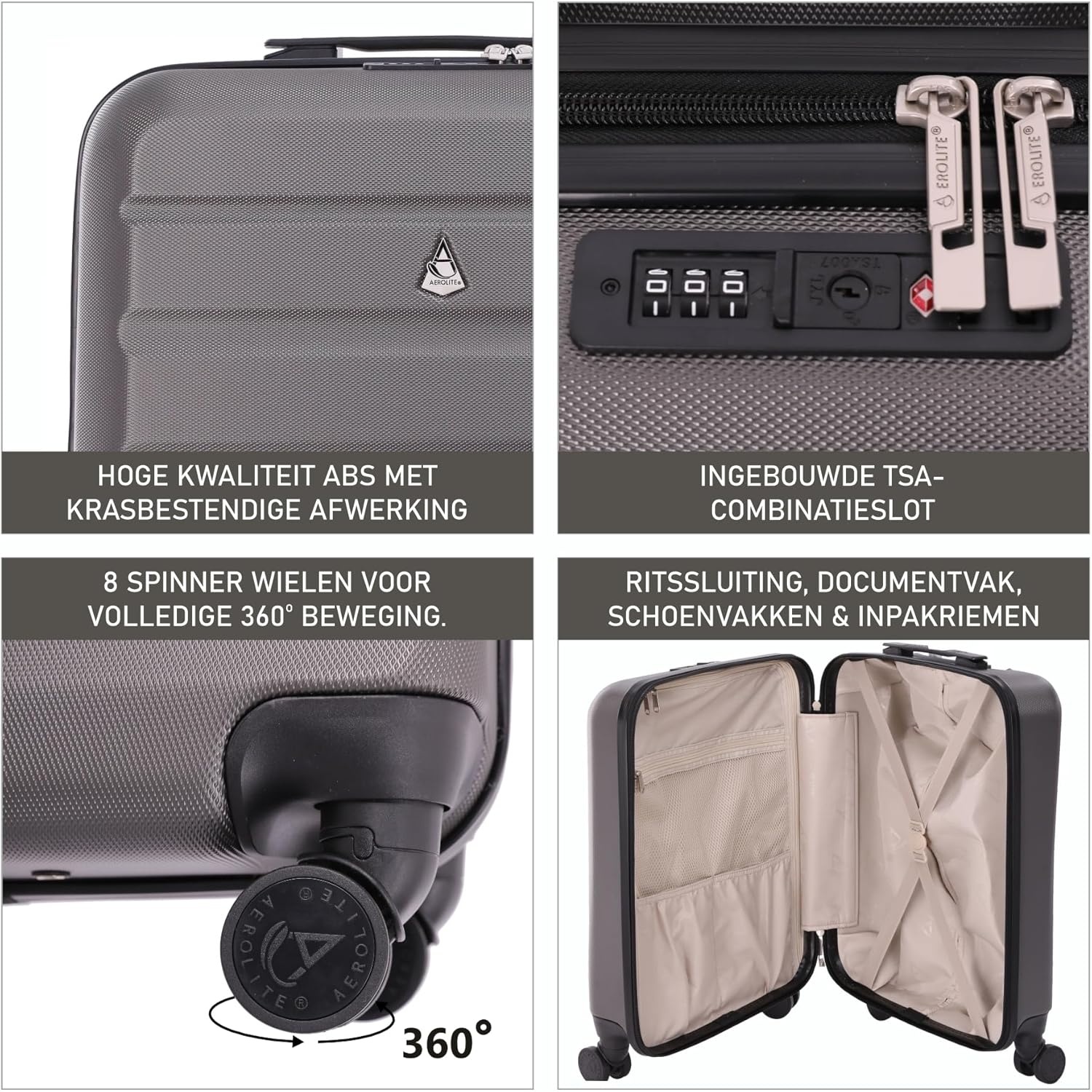 Aerolite 55x40x20cm Ryanair Priority Max 40L Lichtgewicht Harde Schalen Handbagage Koffer 55x40x20 met 4 Wielen & TSA Slot - Ook Goedgekeurd voor easyJet British Airways Jet2 & Veel Meer