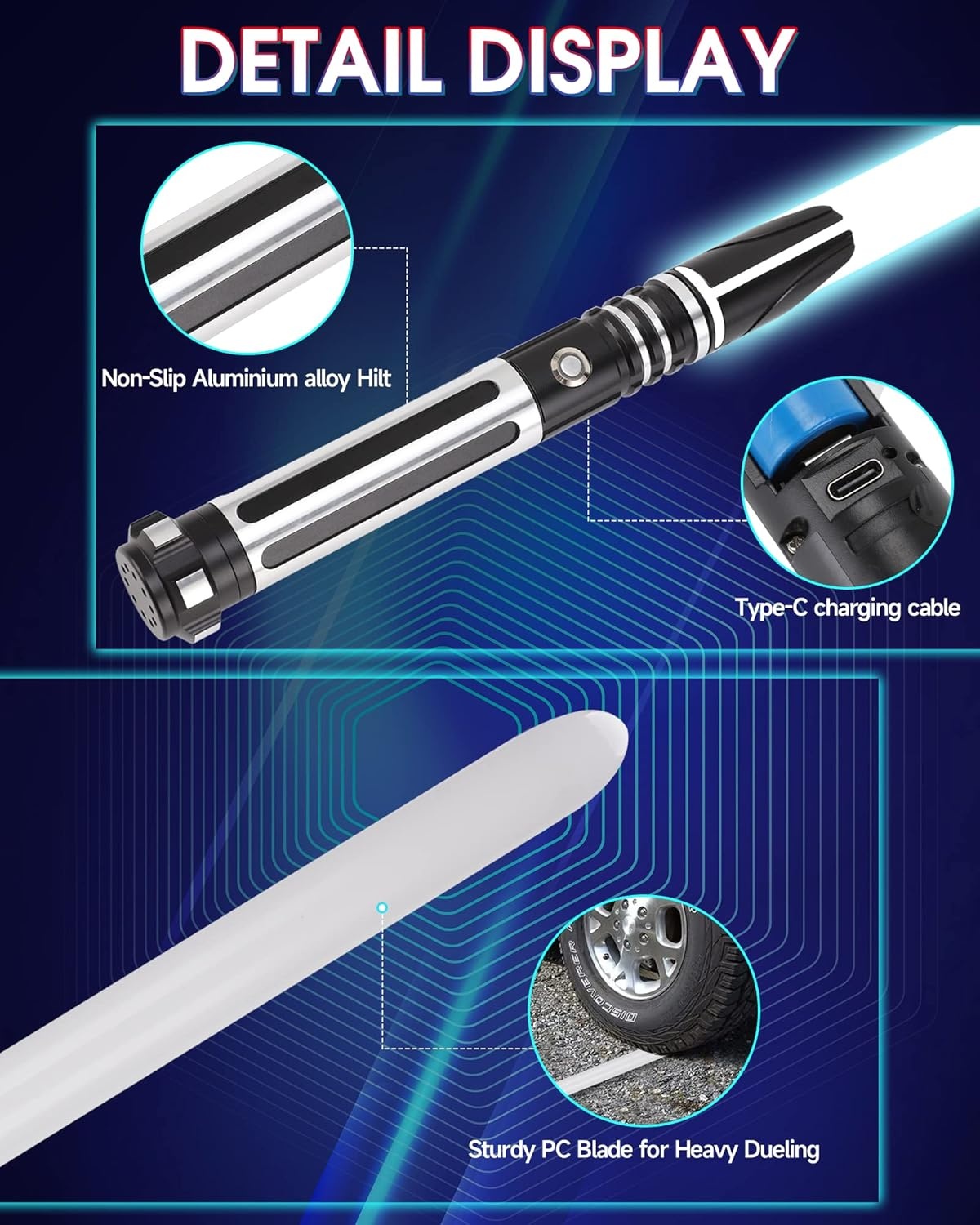 Dueling Lightsaber, Motion Control Lightsaber for Adults, Smooth Swing Lightsaber with 10 Tone Fonts, RGB 12 Colours Changeable, Metal Handle, for Halloween Cosplay Party, S9