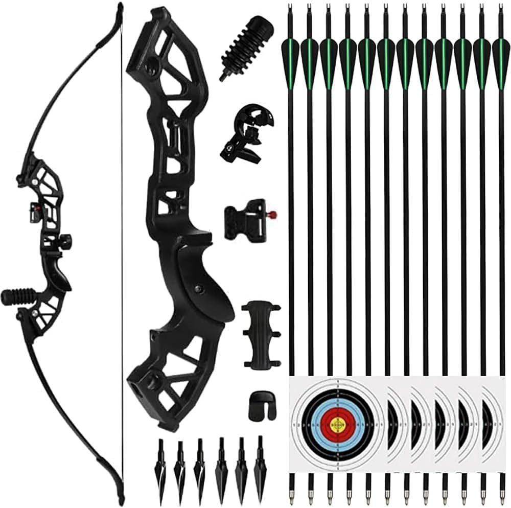 40lbs Archery Recurve Bows Set,Bow and Arrow Adults,Takedown Right Hand Bow with Target Paper Suitable for Outdoor Practice