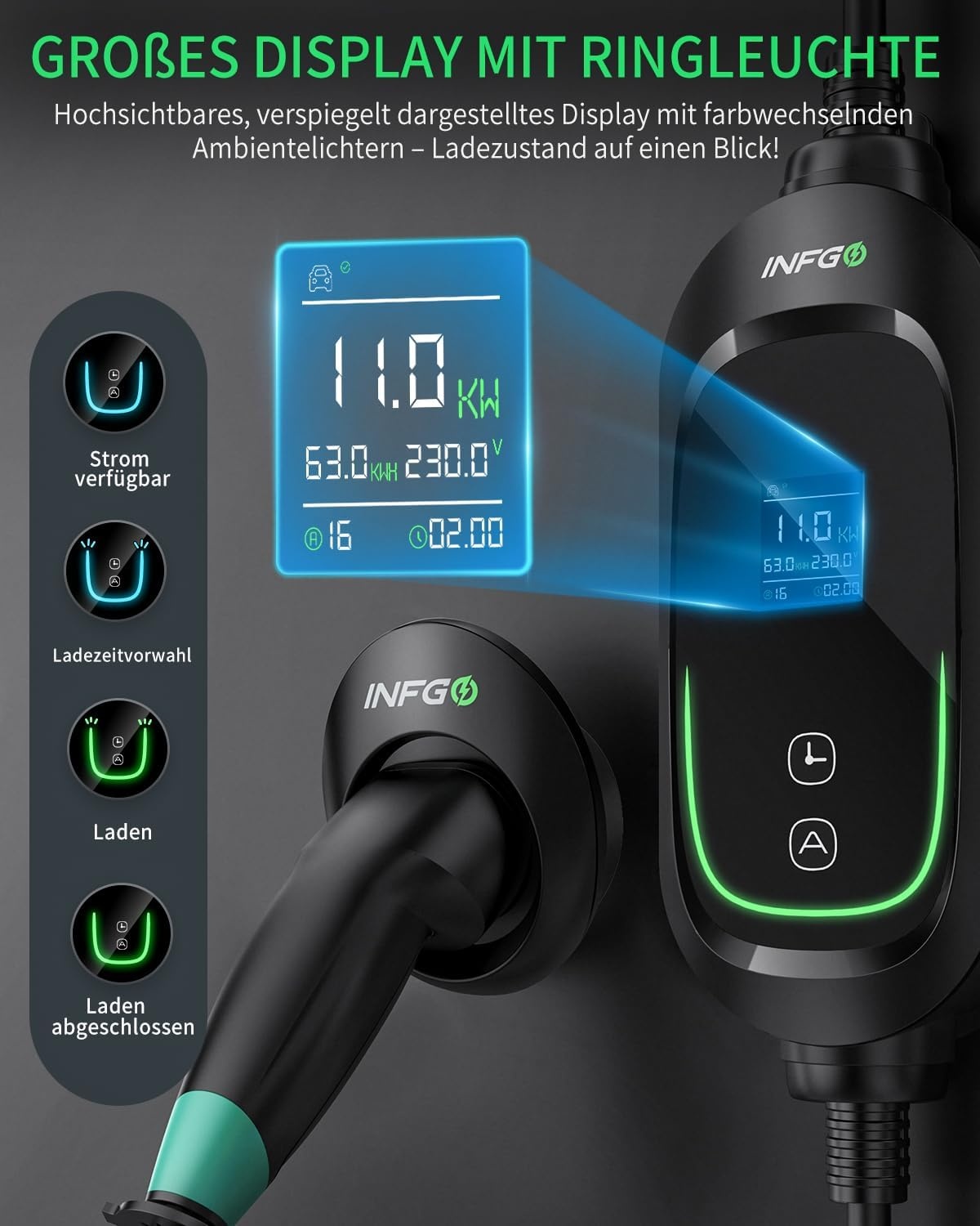 Mobiele Wallbox 11 kW 3-fasig (30% KORTING) - Type 2 EV Oplader met Timer