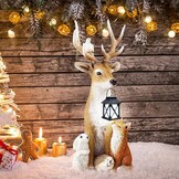 Geretourneerd Tuinfiguur Eland & Vrienden met Lantaarn - 30% Korting