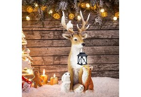 Geretourneerd Tuinfiguur Eland & Vrienden met Lantaarn - 30% Korting