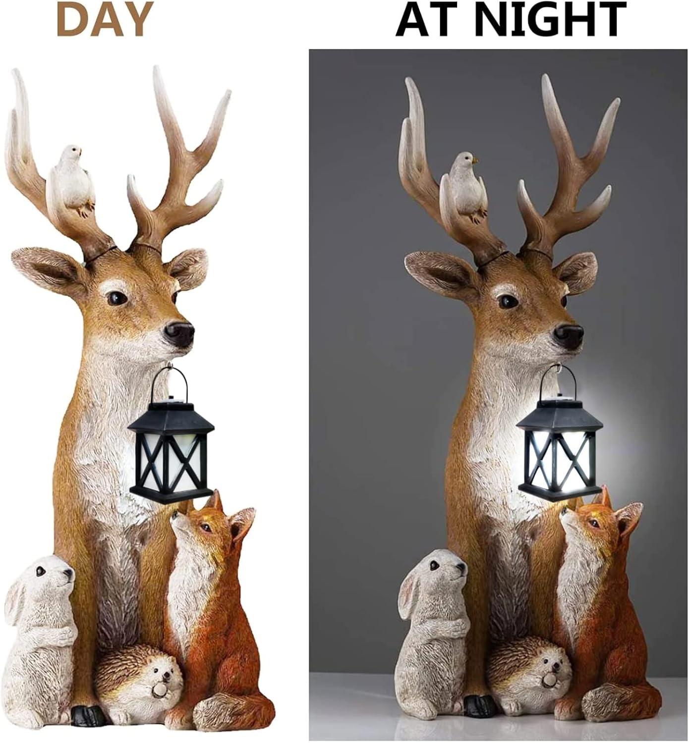 Geretourneerd Tuinfiguur Eland & Vrienden met Lantaarn - 30% Korting