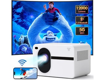 Projector with 5G WiFi Bluetooth, Mini Outdoor/Home Video Projector, Full HD Native 1080P, Portable Projector, 4K Home Cinema, 15000 Lumens, Compatible with iPhone/Android/HDMI/USB/PS5/TV Stick/X-Box.