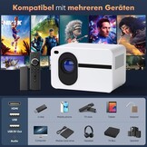 Projector with 5G WiFi Bluetooth, Mini Outdoor/Home Video Projector, Full HD Native 1080P, Portable Projector, 4K Home Cinema, 15000 Lumens, Compatible with iPhone/Android/HDMI/USB/PS5/TV Stick/X-Box.