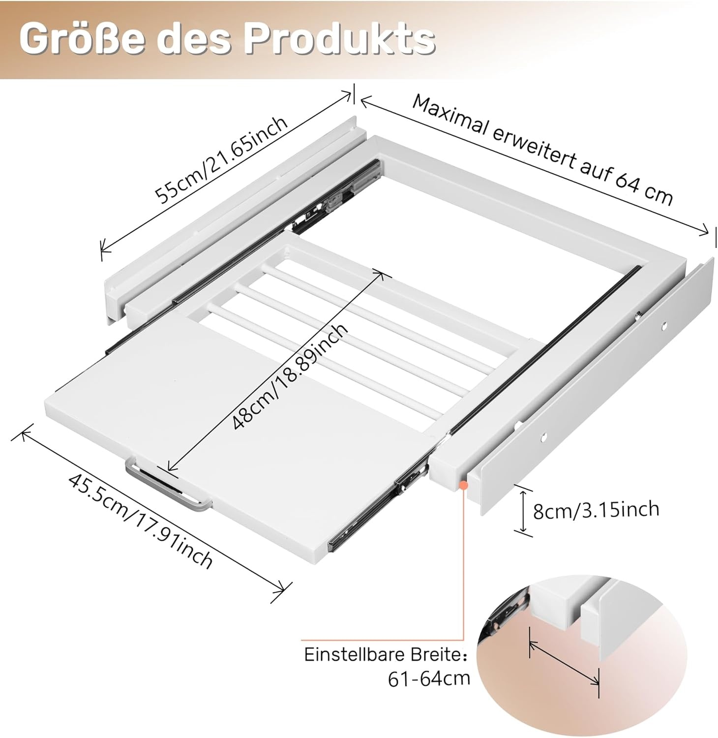 Bimiti Wasmachine/Droger Tussenbouwframe - 35% Korting - Wit