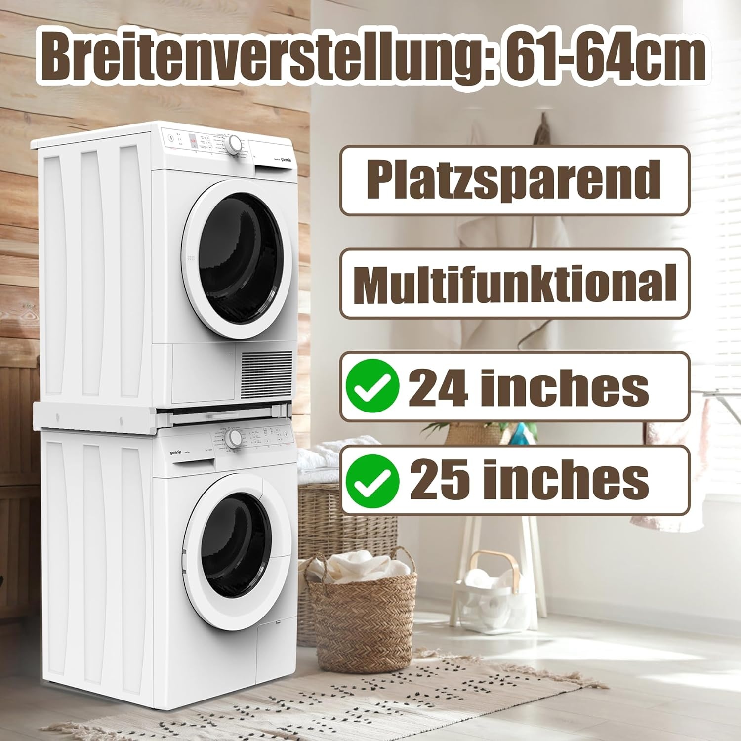Bimiti Wasmachine/Droger Tussenbouwframe - 35% Korting - Wit